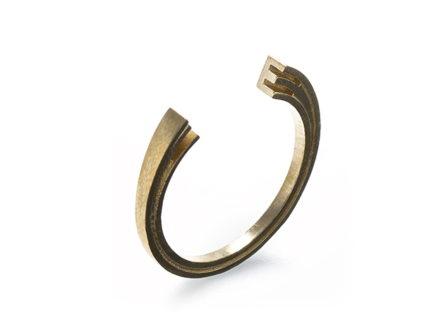 E Ring (slim) in Natural Brass: 7 / 54