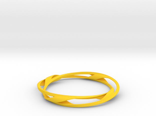 Barred Twist Bangle in Yellow Processed Versatile Plastic