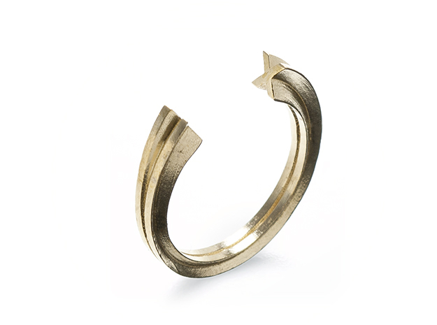 X Ring (slim) in Natural Brass: 7 / 54