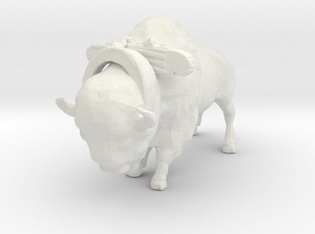 S Scale Bison with Harness in White Natural Versatile Plastic