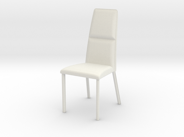 Modern Miniature 1:24 Chair in White Natural Versatile Plastic: 1:24