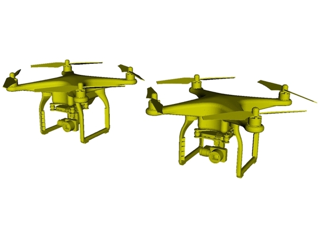1/64 scale hand-held UAV drone miniatures x 2 in Tan Fine Detail Plastic