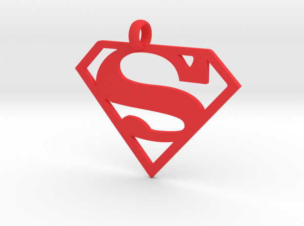 Superman necklace charm in Red Processed Versatile Plastic