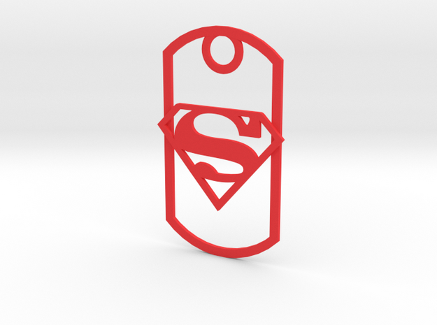 Superman dog tag in Red Processed Versatile Plastic