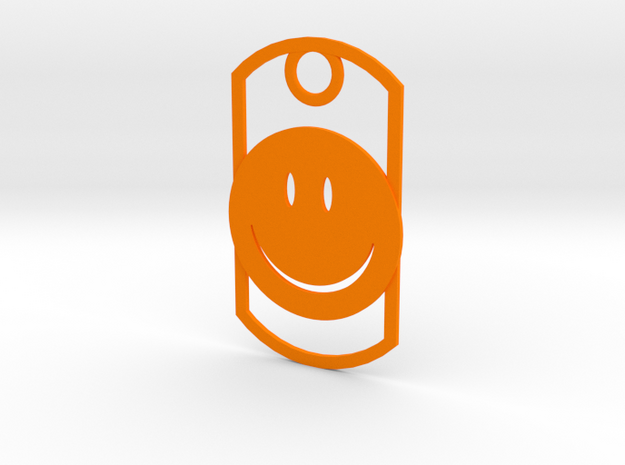 Happy face dog tag in Orange Processed Versatile Plastic