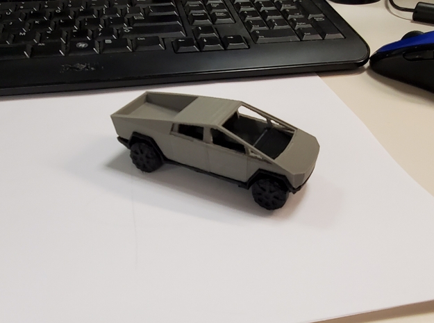 4" x 1.25" Cyber truck (Body only)  , scaled down  in White Natural Versatile Plastic