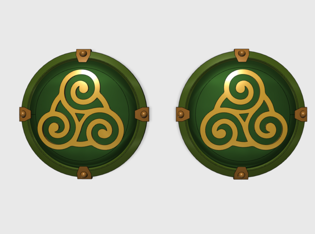 Triskelion 2 - Round Power Shields (L&R) in Tan Fine Detail Plastic: Small