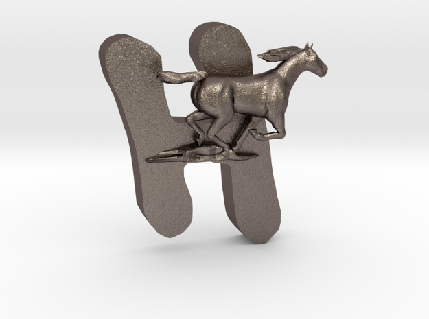 Handsme-Horse in Polished Bronzed-Silver Steel
