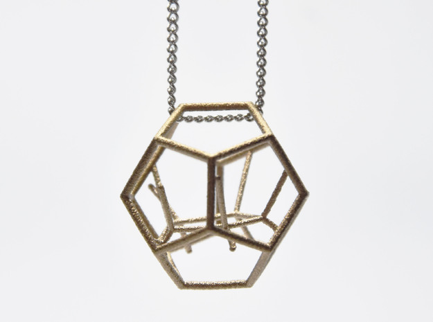 Naked Dodecahedron Pendant in Polished Bronzed-Silver Steel