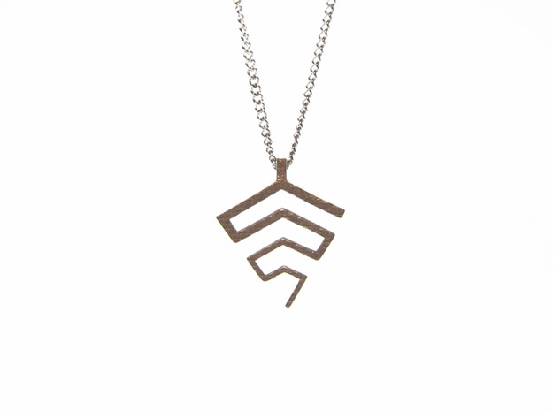 Ptyxi Pendant in Polished Bronzed-Silver Steel