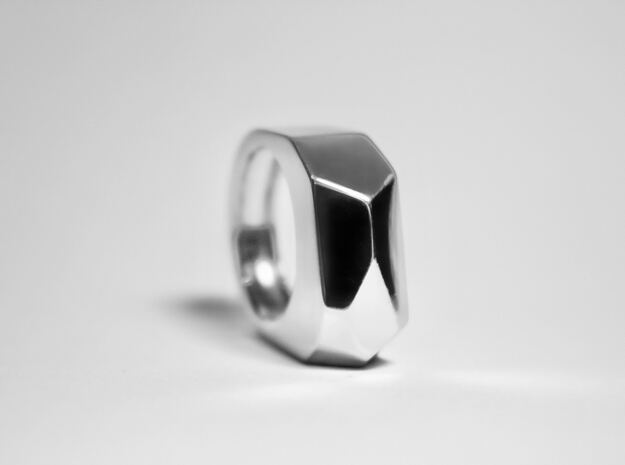 Silver Ring: 925 silver – geometric, contemporary in Fine Detail Polished Silver: 8 / 56.75