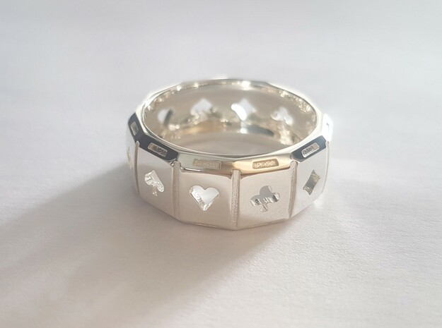 Poker Ring A20 in Polished Silver: 10 / 61.5