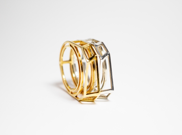 Gold Ring: 14k gold plated brass – geometric in 14k Gold Plated Brass: 8 / 56.75