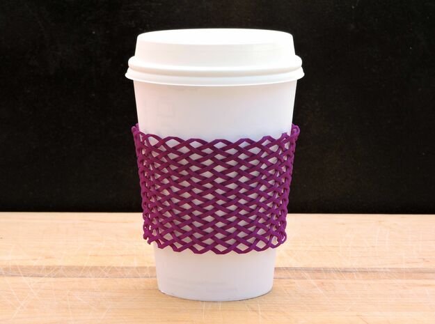 Coffee sleeve / bracelet in Purple Processed Versatile Plastic