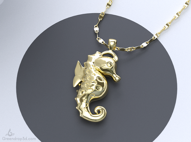 Sea Horse Pendant in Rhodium Plated Brass