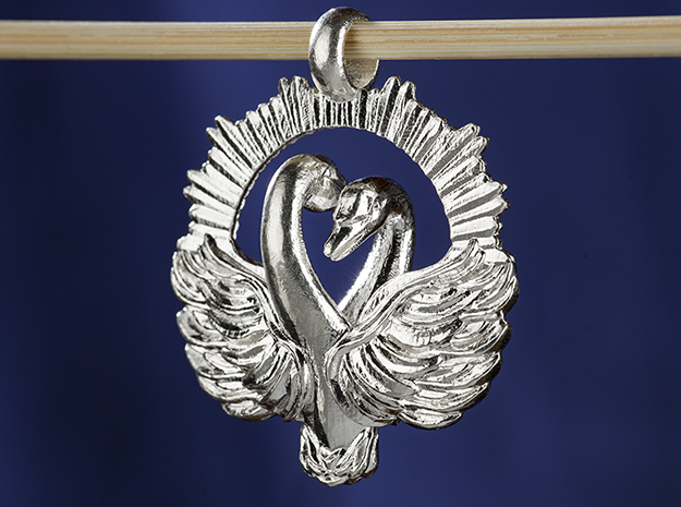 Swan Pendant Swan Love in Polished Silver