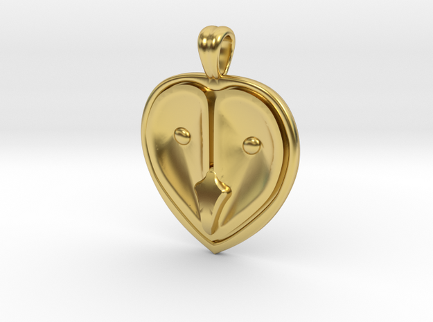 Owl head [pendant] in Polished Brass