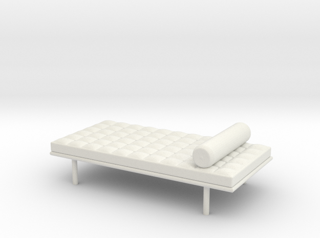 Miniature Doll House 1:12 Barcelona Daybed in White Natural Versatile Plastic