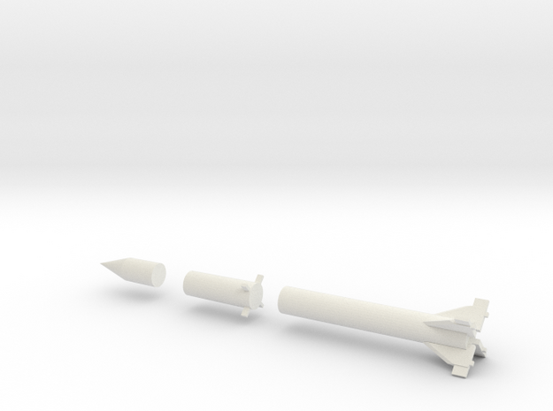 1/72  Scale Redstone Missile Components in White Natural Versatile Plastic