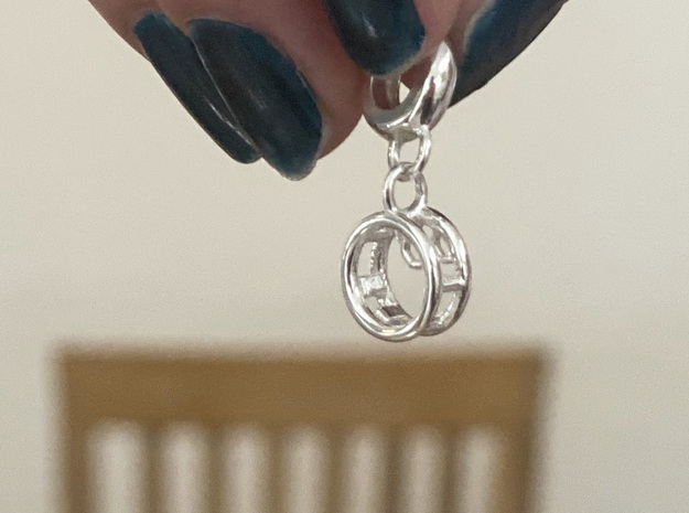 WheelGym Charm in Polished Silver (Interlocking Parts)