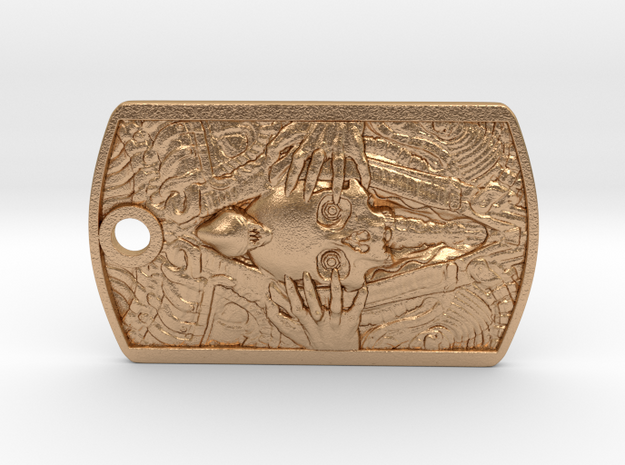 Metal Birth Dogtag 50mm high in Natural Bronze