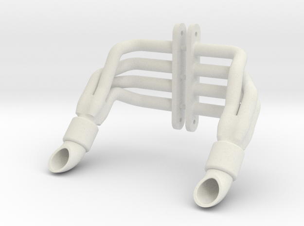 SMT10 MJ Style Headers With Muffler And Tip in White Natural Versatile Plastic: 1:10