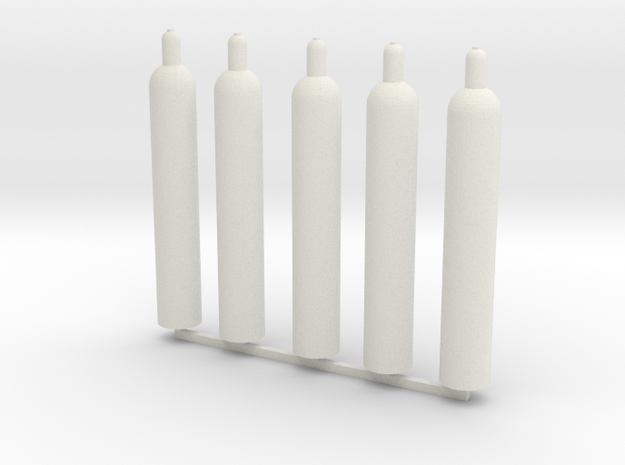 1:16 gas bottle 5x technische Gase in White Natural Versatile Plastic