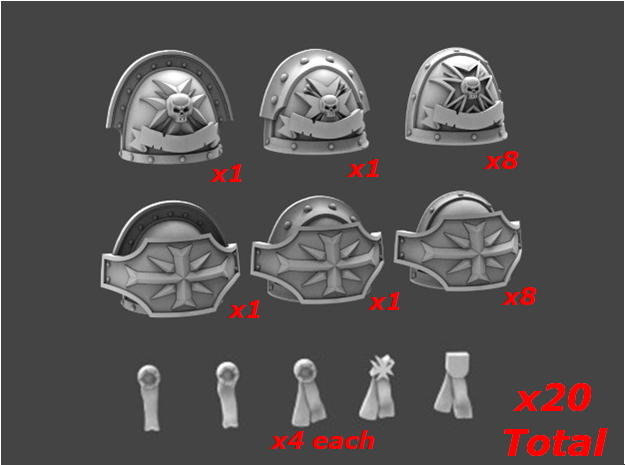 Templar Shoulderpad Sprue 8 in Tan Fine Detail Plastic