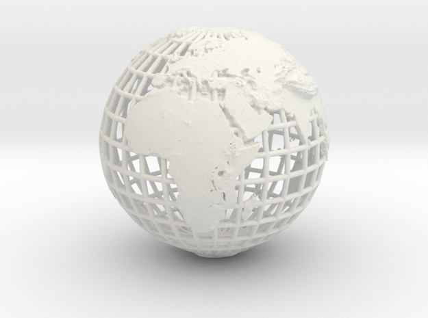 earth in mesh with relief in White Natural Versatile Plastic