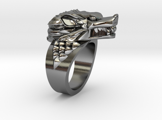 Ring Dire Wolves in Polished Silver