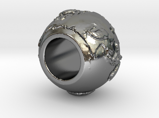 ring with land embossed around in Polished Silver
