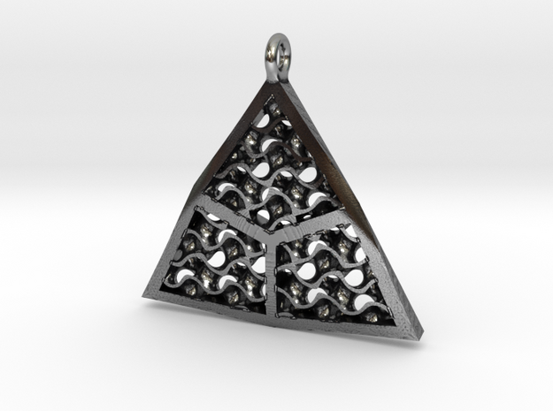 Triangulated Gyroid Pendant in Antique Silver