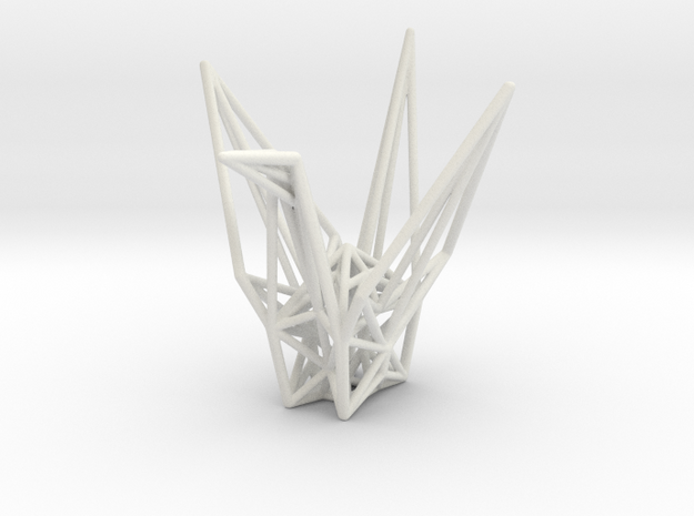 Origami Crane Wireframe in White Natural Versatile Plastic