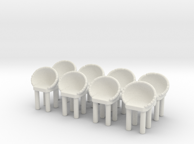 Modern Bar Chair (x8) 1/72 in White Natural Versatile Plastic
