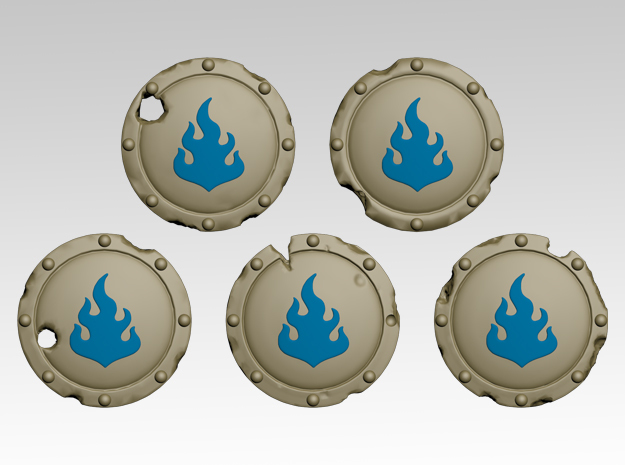Flame 1 Round Shields x40 in Tan Fine Detail Plastic