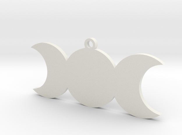 Triple Goddess Moon Charm (style 3) in White Natural Versatile Plastic