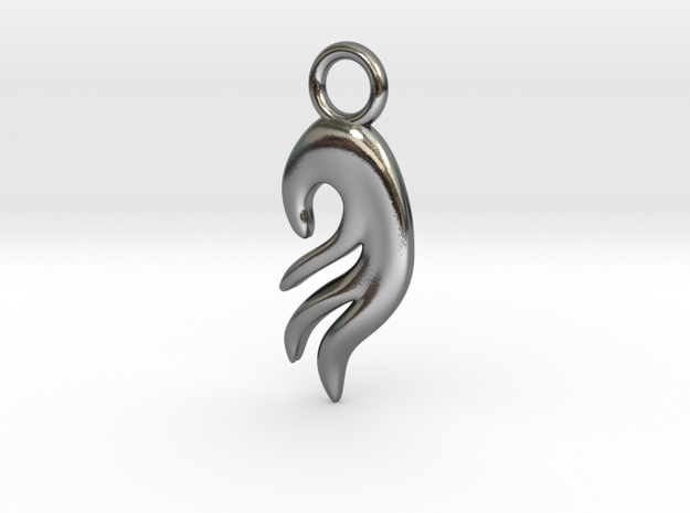 Flaming Squid in Polished Silver: Small