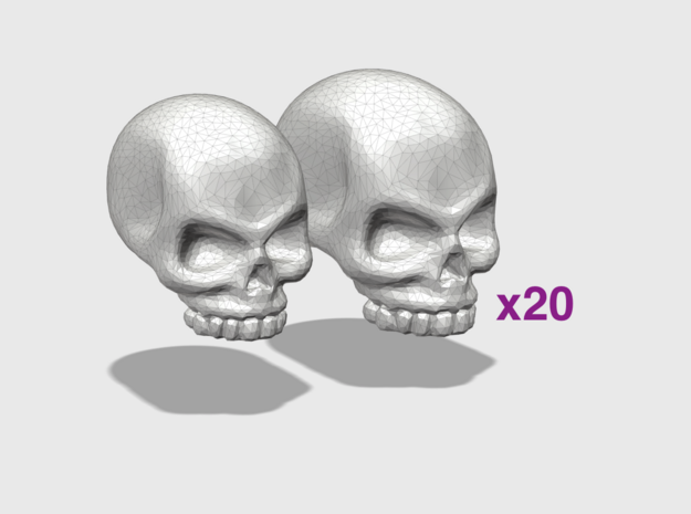 20x Human/Marine Skull Tops in Tan Fine Detail Plastic