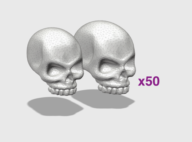 50x Human/Marine Skull tops in Tan Fine Detail Plastic