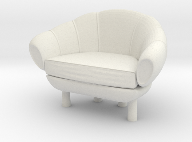 Miniature 1:12 Sofa in White Natural Versatile Plastic: 1:12