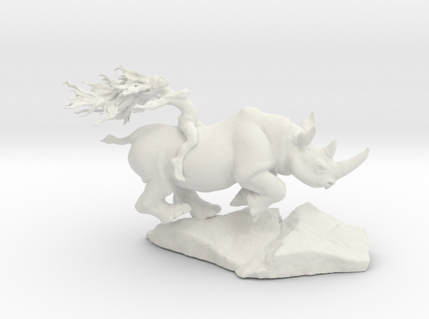 Rhino Rider 12'' tall in White Natural Versatile Plastic