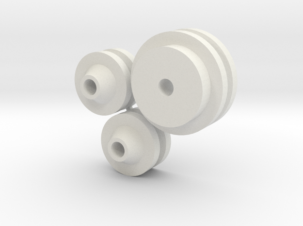 1/8 scale FlatHead Pulley Assembly in White Natural Versatile Plastic