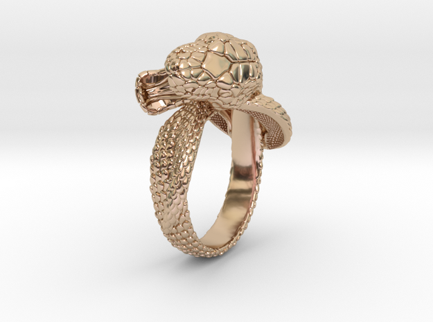 Snake Ring in 14k Rose Gold Plated Brass: 6 / 51.5