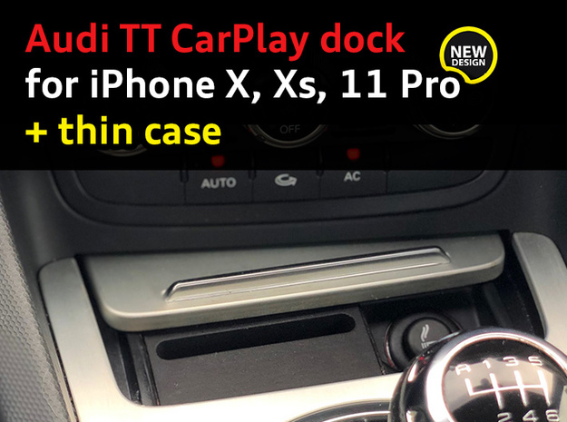 Audi TT dock for iPhone X/XS/11 Pro + thin case in White Processed Versatile Plastic