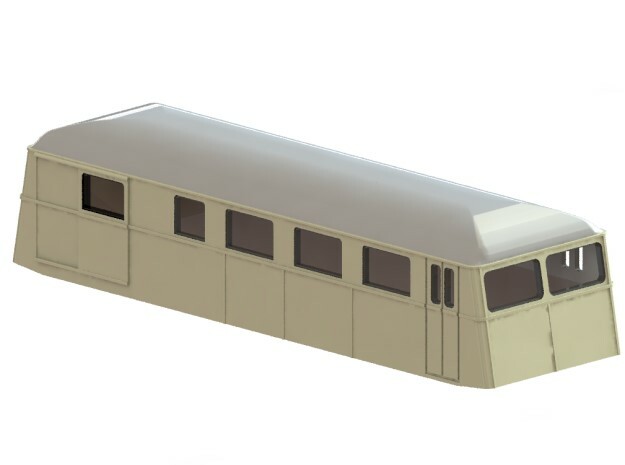 Swedish wagon for railcar UCFo4s H0-scale in White Processed Versatile Plastic
