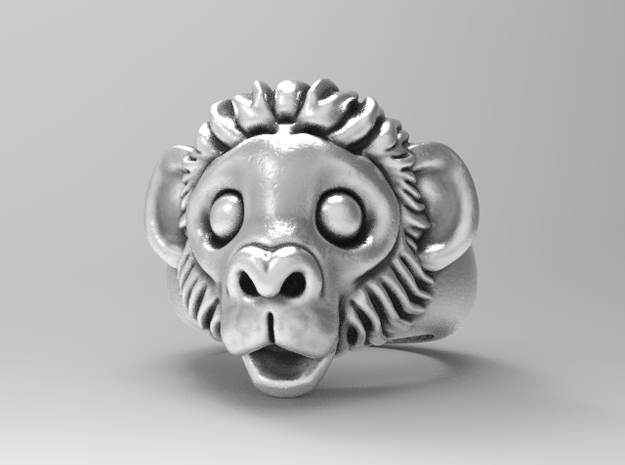 cute Monkey ring  6.5 in Natural Silver