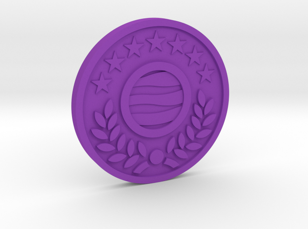 The World Coin in Purple Processed Versatile Plastic