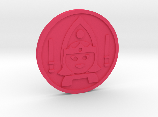 Queen of Wands Coin in Pink Processed Versatile Plastic