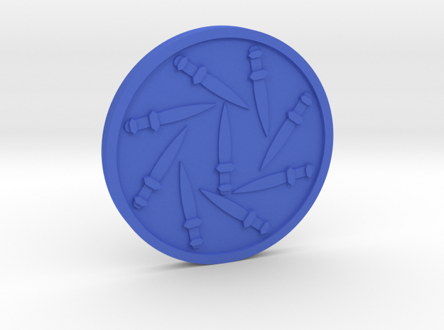 Nine of Swords Coin in Blue Processed Versatile Plastic