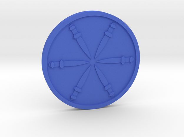 Six of Swords Coin in Blue Processed Versatile Plastic